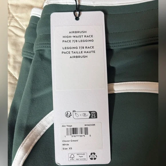 Alo Yoga Airbrush High-Waist 7/8 Race Legging Clover Green XS NWT - Picture 5 of 5